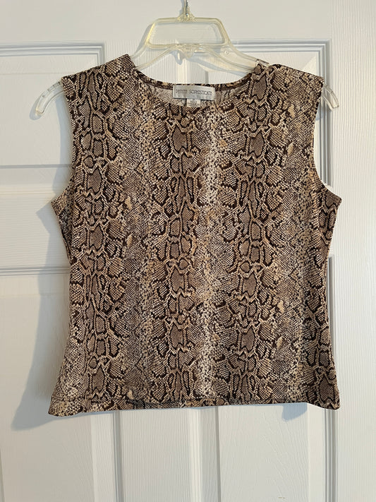 y2k 90s Vintage Snakeskin Top by Petite Sophisticate  Size P..Fits More Like a Size Small  *This top is Not a shiny material. The reflection from the light gave it that look