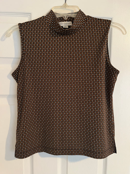 90s y2k Vintage Black/Brown Diamond Design Top by Petite Sophisticate  Size P..Fits Like a Size Small