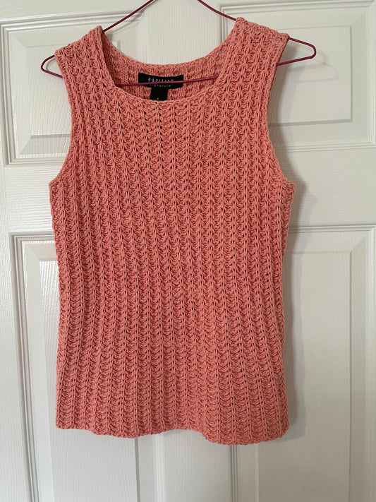 90s y2k Vintage Coral Knit/Crochet Top by Parisian Signature  Size Small, Stretchy  Super Cute Top!! Perfect for your summer vacay!! This would pair so well with a cute maxi skirt!  Measurements: (I'm 5'5, 32C)  Armpit to Armpit: 27"  Waist: 26"  Length: 21.5"